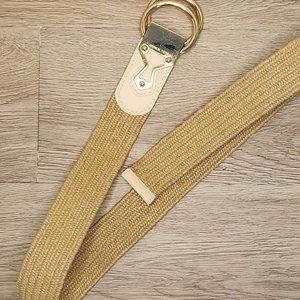 MICHAEL KORS WOVEN BELT – GOLD HARDWARE WITH LEATHER ACCENTS – GREAT FOR SUMMER